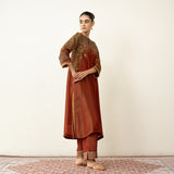 Mehbooba Festive Tissue Kurta Set - Rust