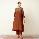 Mehbooba Festive Tissue Kurta Set - Rust