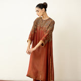 Mehbooba Festive Tissue Kurta Set - Rust