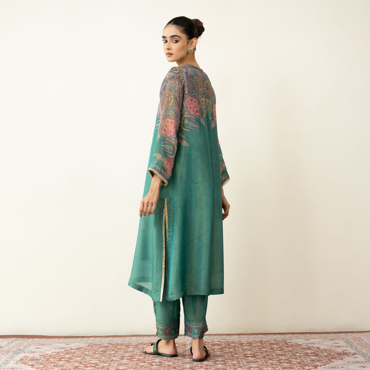 Mehbooba Festive Tissue Kurta Set - Sea Green