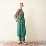 Mehbooba Festive Tissue Kurta Set - Sea Green