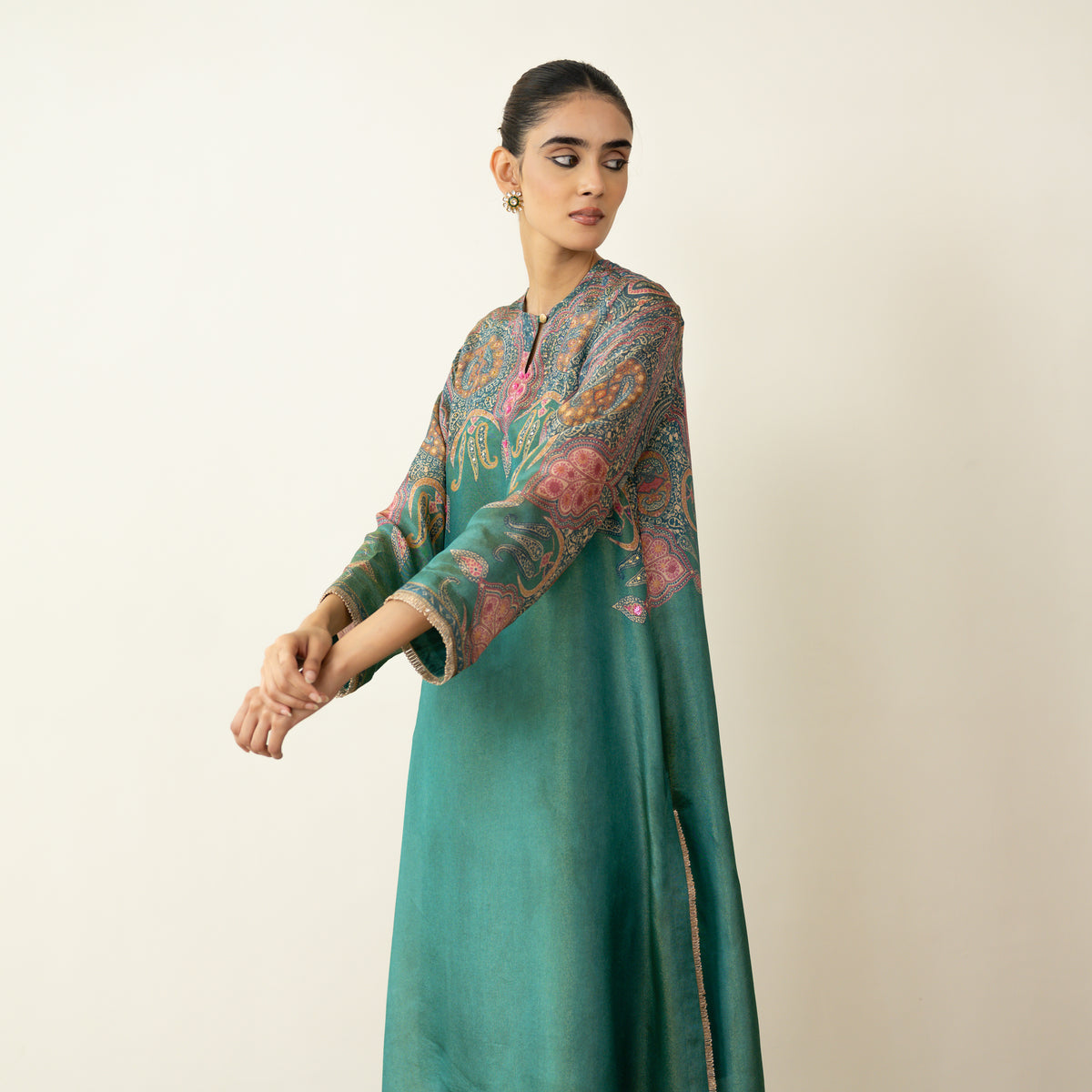 Mehbooba Festive Tissue Kurta Set - Sea Green