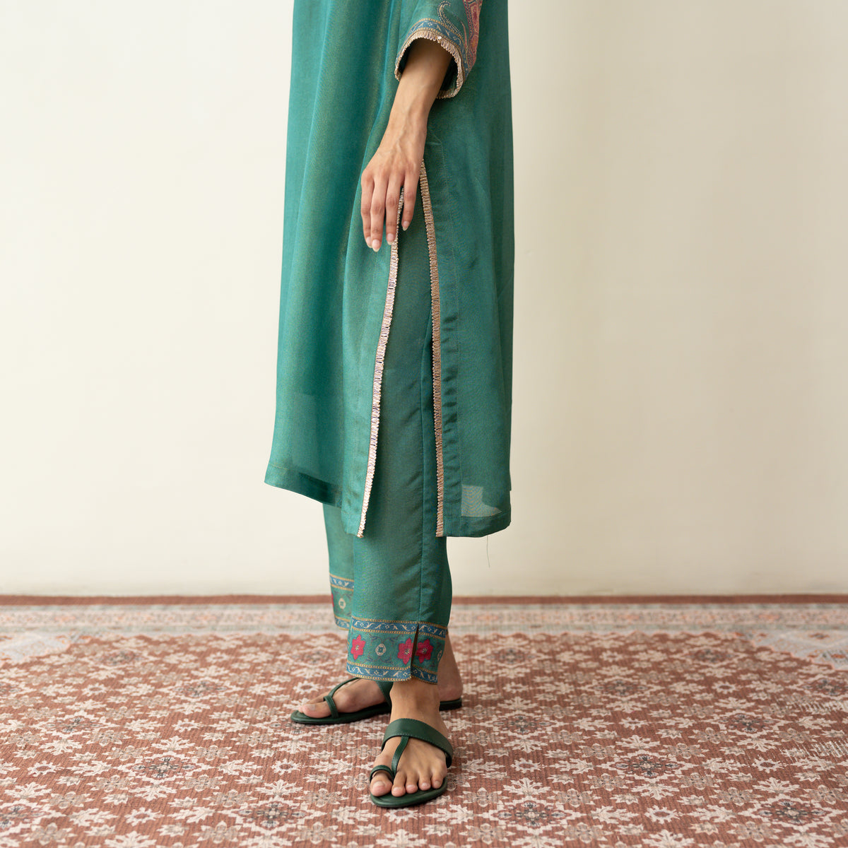 Mehbooba Festive Tissue Kurta Set - Sea Green