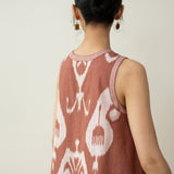Peppy Paisley Midi Cotton Slub Dress - Mud Brown
