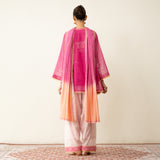 Laila Hand Embroidered Chanderi Farshi Set - Pink