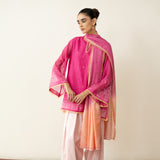 Laila Hand Embroidered Chanderi Farshi Set - Pink