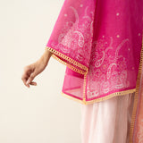 Laila Hand Embroidered Chanderi Farshi Set - Pink