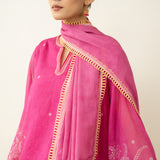 Laila Hand Embroidered Chanderi Farshi Set - Pink