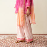 Laila Hand Embroidered Chanderi Farshi Set - Pink
