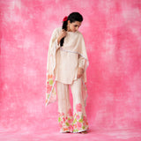Chameli Statement Modal Palazzo Set - Cream