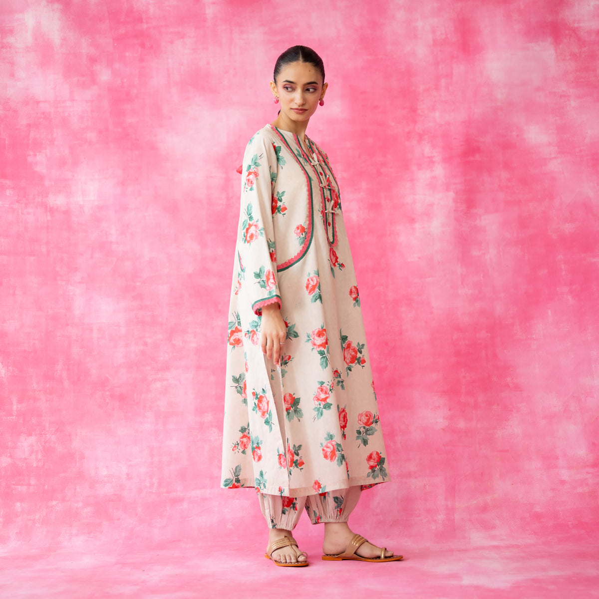 Reena Mulmul Cotton Kurta Set - Beige