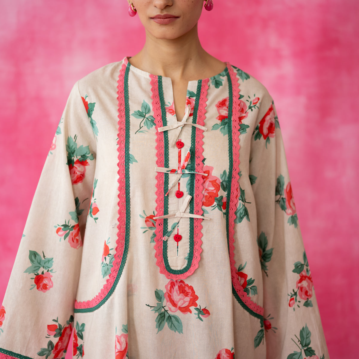 Reena Mulmul Cotton Kurta Set - Beige