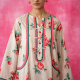 Reena Mulmul Cotton Kurta Set - Beige