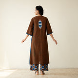 Rekha Slub Cotton Statement Kurta Set - Mud Brown