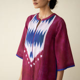 Rekha Slub Cotton Statement Kurta Set - Very Berry