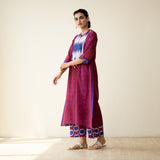 Rekha Slub Cotton Statement Kurta Set - Very Berry