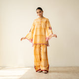 Chameli Mulmul Cotton Farshi Set - Turmeric