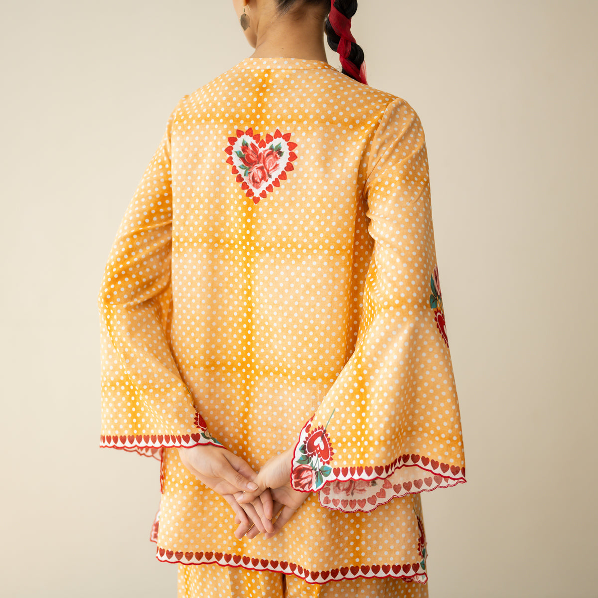 Chameli Mulmul Cotton Farshi Set - Turmeric
