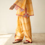 Chameli Mulmul Cotton Farshi Set - Turmeric