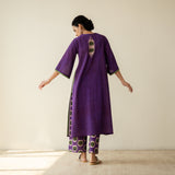Rekha Slub Cotton Statement Kurta Set - Violet