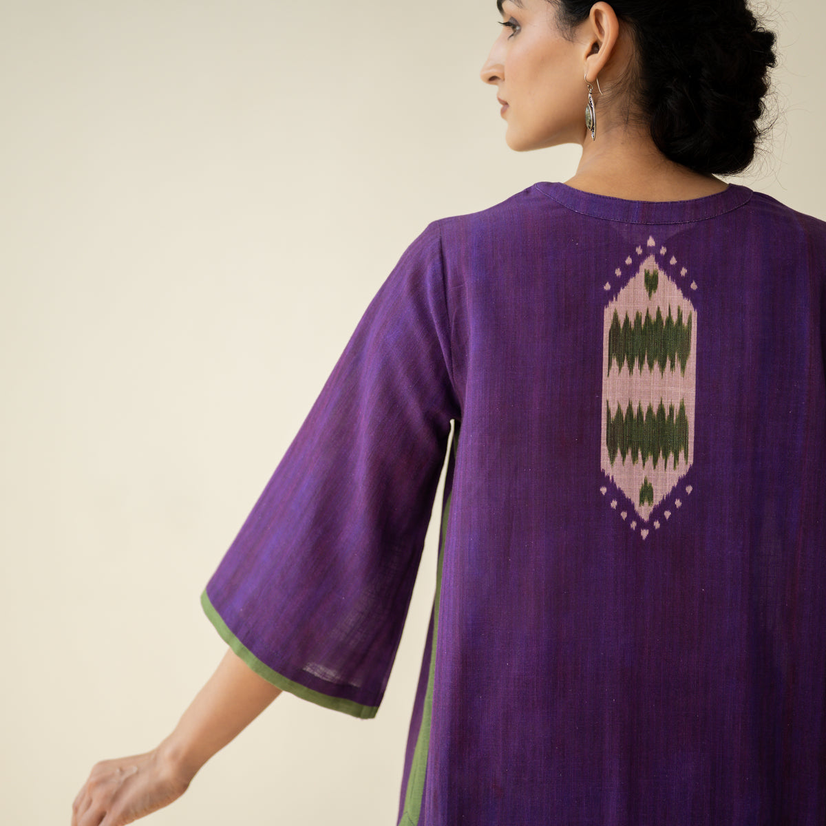 Rekha Slub Cotton Statement Kurta Set - Violet
