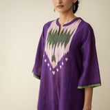 Rekha Slub Cotton Statement Kurta Set - Violet