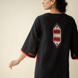 Rekha Slub Cotton Statement Kurta Set - Black