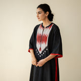 Rekha Slub Cotton Statement Kurta Set - Black