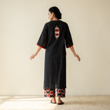 Rekha Slub Cotton Statement Kurta Set - Black