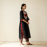 Rekha Slub Cotton Statement Kurta Set - Black