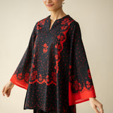 Senorita Hand Embroidered Mulmul Cotton Farshi Set - Dramatic Black