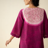 Vamika Hand Embroidered Slub Cotton Kurta Set - Berry Drama