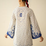 Senorita Hand Embroidered Mulmul Cotton Farshi Set - Blue