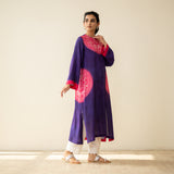 Pitaara Hand Embroidered Modal Kurta - Violet
