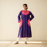 Pitaara Hand Embroidered Modal Kurta - Violet