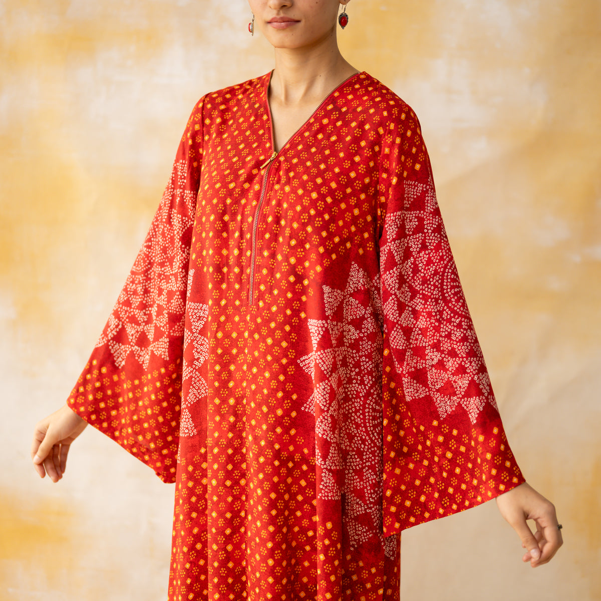 Kritika Statement Modal Kurta - Tomato Red