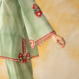 Chameli Mulmul Cotton Farshi Set - Pista