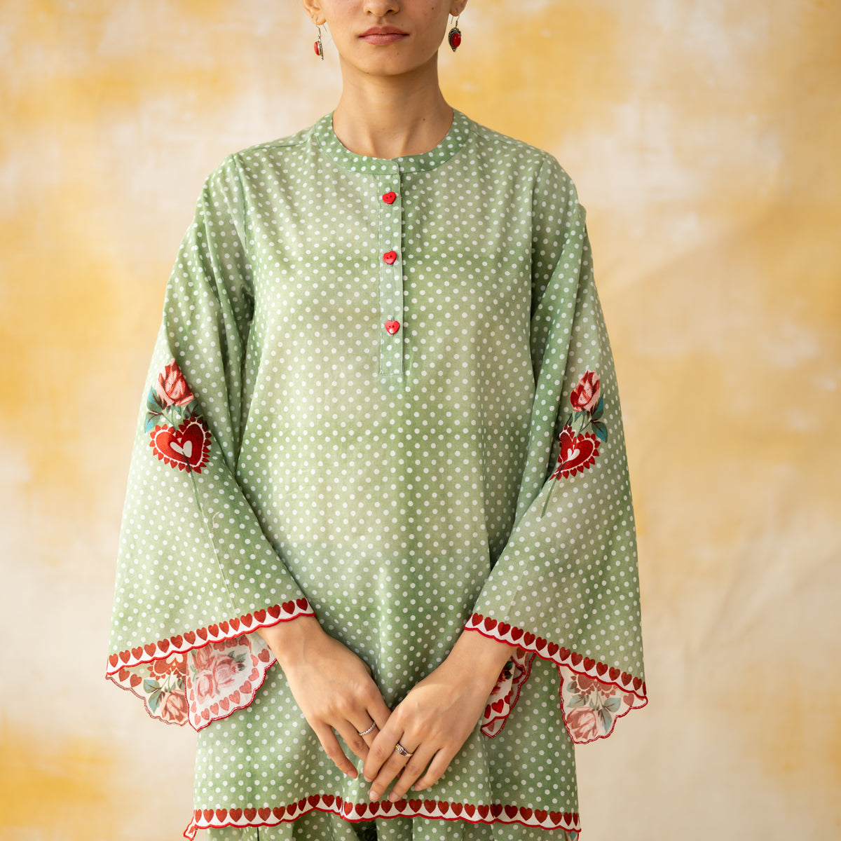 Chameli Mulmul Cotton Farshi Set - Pista