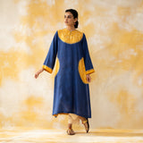 Pitaara Hand Embroidered Modal Kurta - Royal Blue