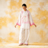 Senorita Hand Embroidered Mulmul Cotton Farshi Set - Baby Pink