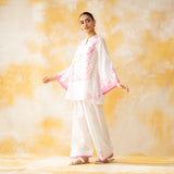 Senorita Hand Embroidered Mulmul Cotton Farshi Set - Baby Pink
