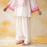 Senorita Hand Embroidered Mulmul Cotton Farshi Set - Baby Pink