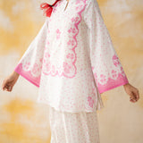 Senorita Hand Embroidered Mulmul Cotton Farshi Set - Baby Pink
