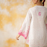 Senorita Hand Embroidered Mulmul Cotton Farshi Set - Baby Pink