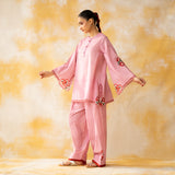 Chameli Mulmul Cotton Farshi Set - Pastel Pink