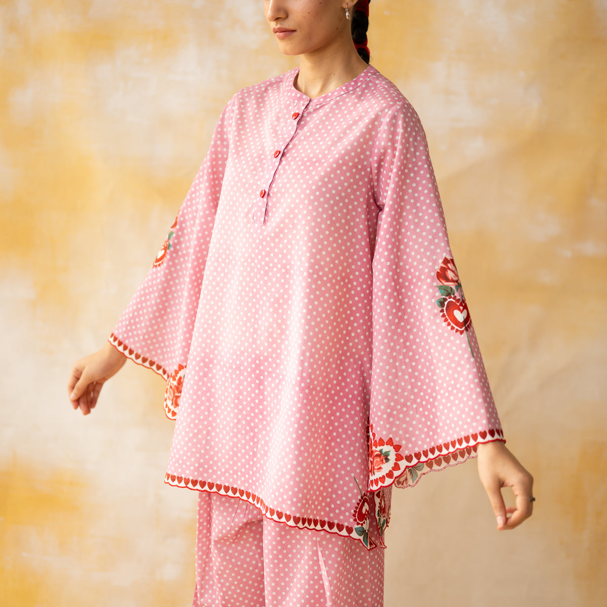 Chameli Mulmul Cotton Farshi Set - Pastel Pink