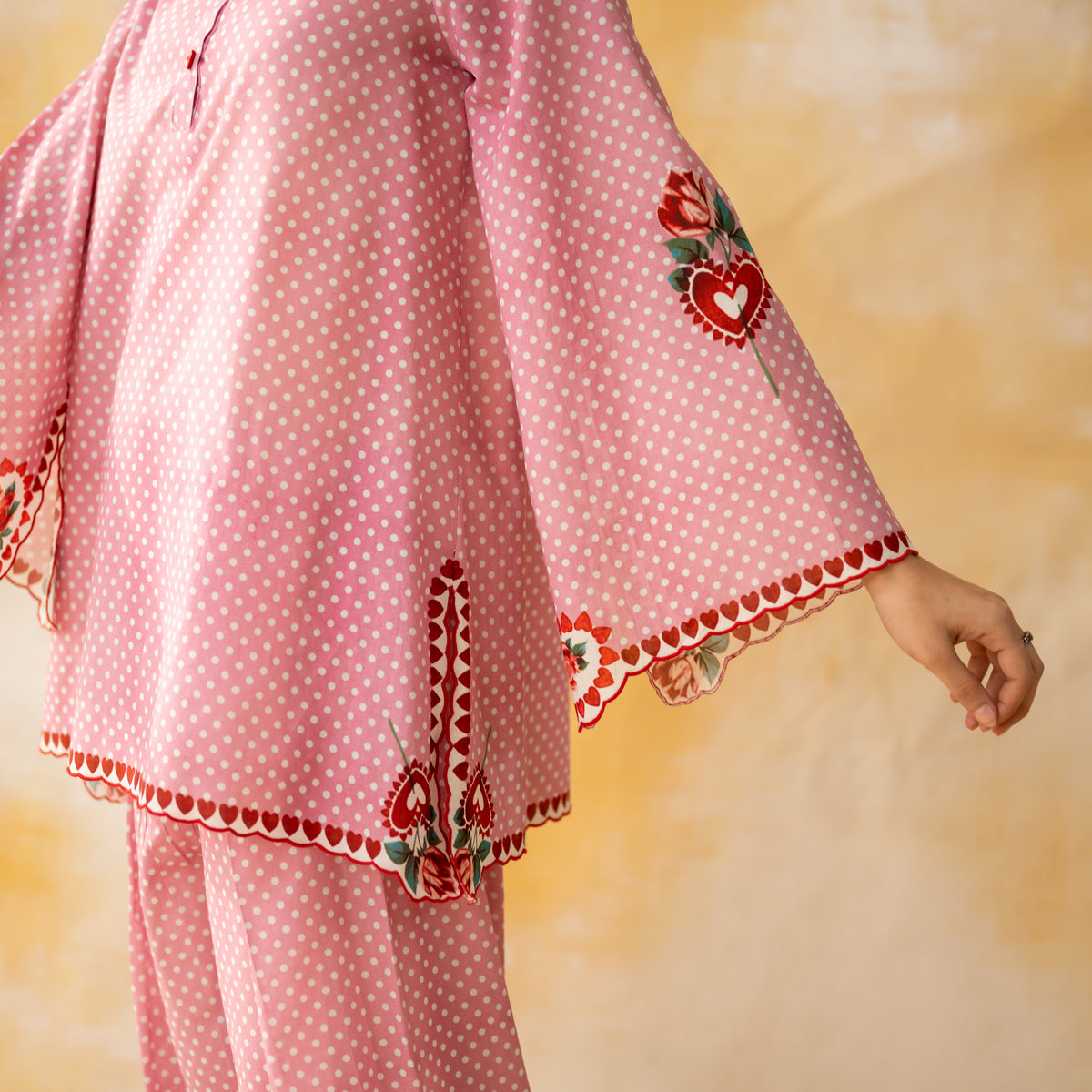 Chameli Mulmul Cotton Farshi Set - Pastel Pink