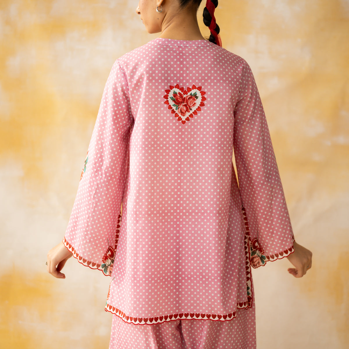 Chameli Mulmul Cotton Farshi Set - Pastel Pink
