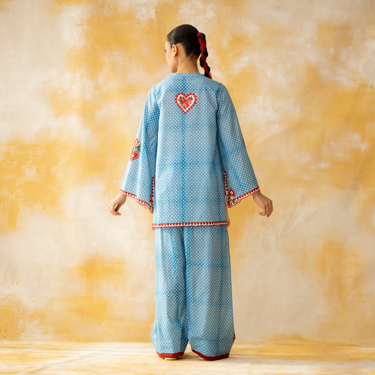 Chameli Mulmul Cotton Farshi Set - Azure