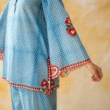 Chameli Mulmul Cotton Farshi Set - Azure